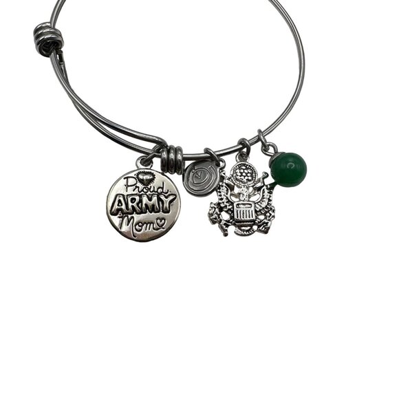 Bracelet Bangle Proud Army Mom Raised a Hero Silver Tone Green Jewlery Women - Picture 5 of 7